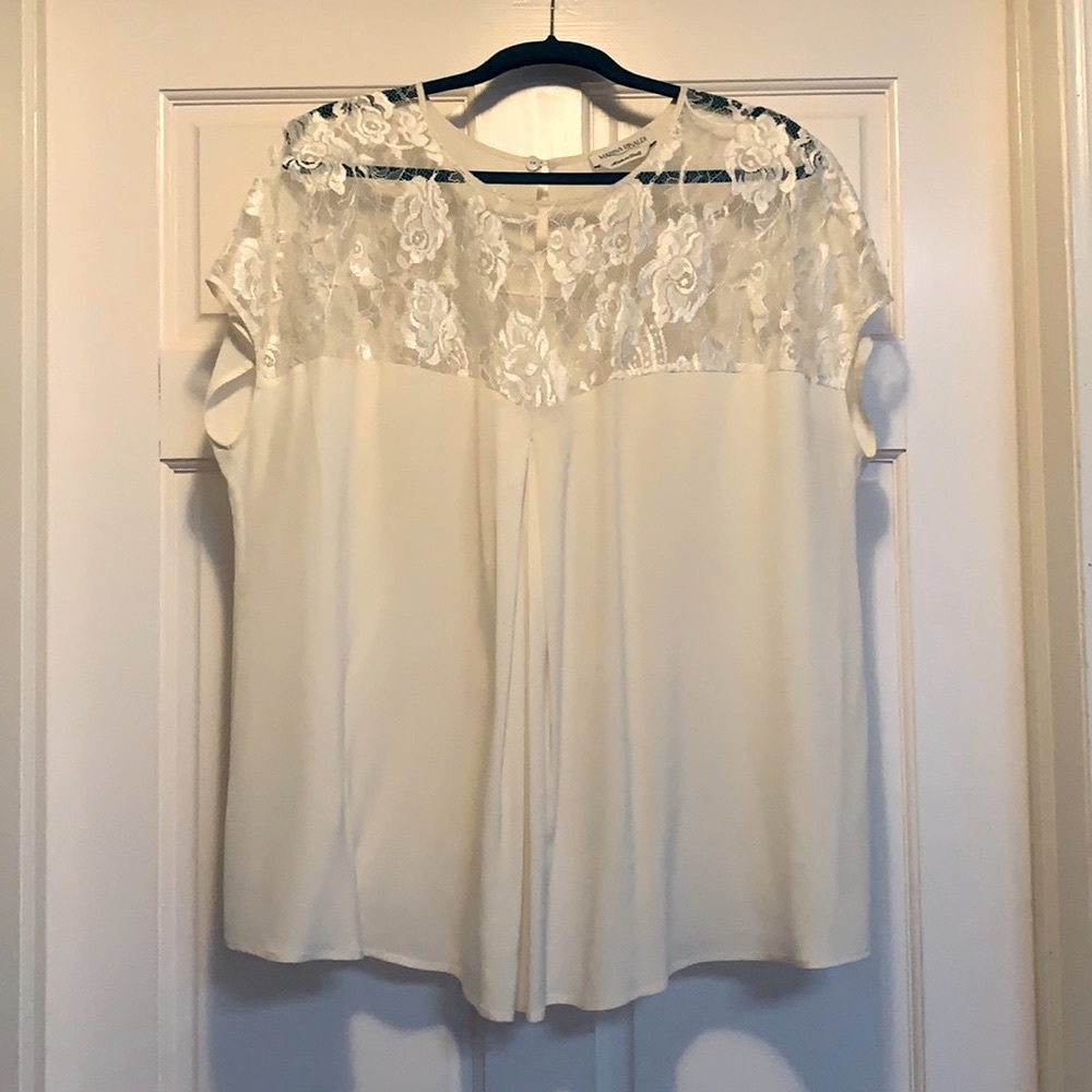 Marina Rinaldi Silk and Lace Blouse EUC
